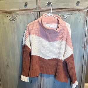 Pink Lily Small Colorblock Turtleneck Sweater